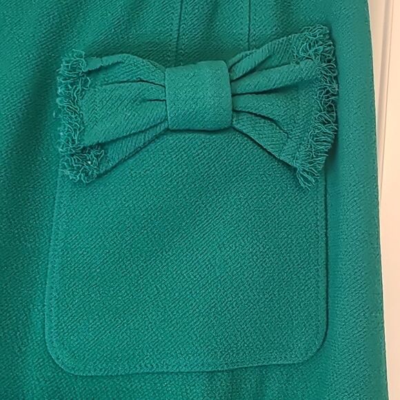 MARC Marc Jacobs TEAL WOOL SKIRT With Bows & Gold Zipper Pull Lined Size 4 Glee - Picture 3 of 10